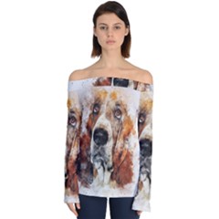 Dog Paint Off Shoulder Long Sleeve Top by goljakoff