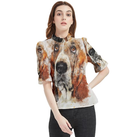 Dog Paint Frill Neck Blouse by goljakoff