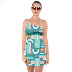 Abstract Shapes One Soulder Bodycon Dress by SychEva