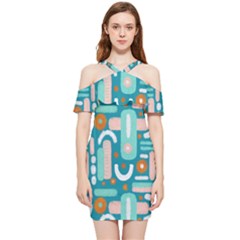 Abstract Shapes Shoulder Frill Bodycon Summer Dress by SychEva