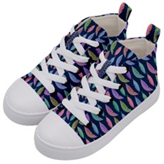 Watercolor Feathers Kids  Mid-top Canvas Sneakers by SychEva
