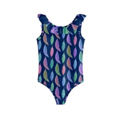 Watercolor Feathers Kids  Frill Swimsuit by SychEva