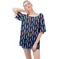 Watercolor Feathers Oversized Chiffon Top by SychEva