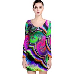 Mystic Rainbow Trees Long Sleeve Bodycon Dress by DressitUP
