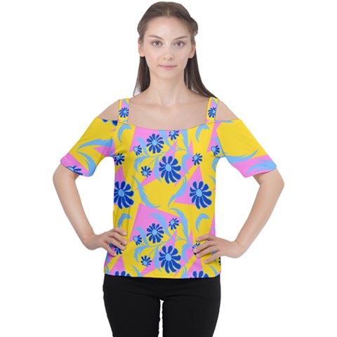 Folk Floral Pattern  Abstract Flowers Print  Seamless Pattern Cutout Shoulder Tee by Eskimos