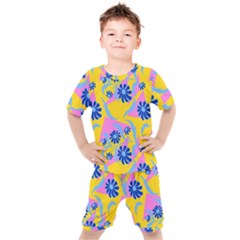 Folk Floral Pattern  Abstract Flowers Print  Seamless Pattern Kids  Tee And Shorts Set by Eskimos