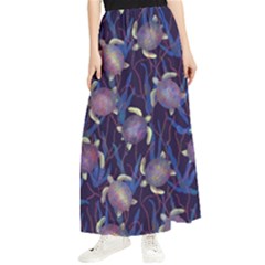 Turtles Swim In The Water Among The Plants Maxi Chiffon Skirt by SychEva