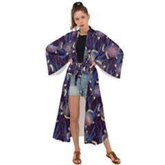 Turtles Swim In The Water Among The Plants Maxi Kimono by SychEva