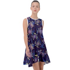 Turtles Swim In The Water Among The Plants Frill Swing Dress by SychEva