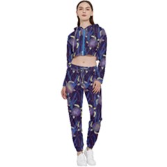 Turtles Swim In The Water Among The Plants Cropped Zip Up Lounge Set by SychEva