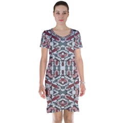 Multicolored Intricate Geometric Pattern Short Sleeve Nightdress