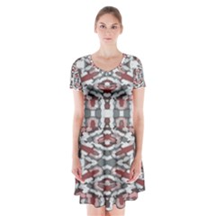 Multicolored Intricate Geometric Pattern Short Sleeve V-neck Flare Dress by dflcprintsclothing