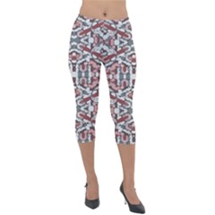 Multicolored Intricate Geometric Pattern Lightweight Velour Capri Leggings  by dflcprintsclothing