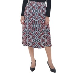 Multicolored Intricate Geometric Pattern Classic Velour Midi Skirt 