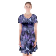 Carbonated Lilacs Short Sleeve V-neck Flare Dress by MRNStudios