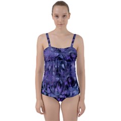 Carbonated Lilacs Twist Front Tankini Set by MRNStudios