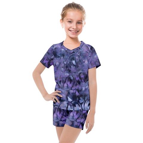 Carbonated Lilacs Kids  Mesh Tee And Shorts Set by MRNStudios