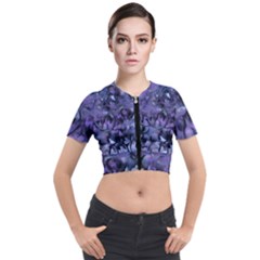 Carbonated Lilacs Short Sleeve Cropped Jacket by MRNStudios