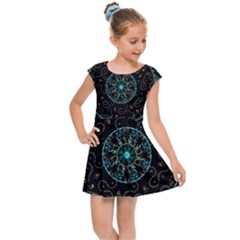 Mandala - 0008b - The Coffee Eye Kids  Cap Sleeve Dress by WetdryvacsLair