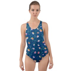 Unusual Flowers Cut-out Back One Piece Swimsuit by SychEva