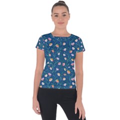 Unusual Flowers Short Sleeve Sports Top  by SychEva