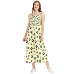 Pattern Silhoutte Paw On Yellow Boho Sleeveless Summer Dress