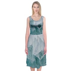 Green Blue Sea Midi Sleeveless Dress by goljakoff