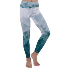 Green Blue Sea Kids  Lightweight Velour Classic Yoga Leggings by goljakoff