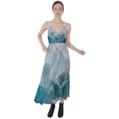 Green Blue Sea Tie Back Maxi Dress by goljakoff