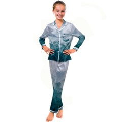 Green Blue Sea Kid s Satin Long Sleeve Pajamas Set by goljakoff