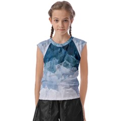 Blue Sea Waves Kids  Raglan Cap Sleeve Tee by goljakoff