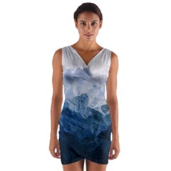 Blue Ice Mountain Wrap Front Bodycon Dress by goljakoff