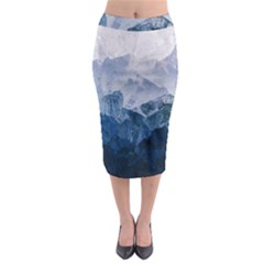 Blue Ice Mountain Midi Pencil Skirt by goljakoff