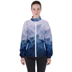 Blue Ice Mountain Women s High Neck Windbreaker by goljakoff