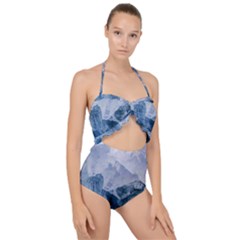 Blue Ice Mountain Scallop Top Cut Out Swimsuit by goljakoff
