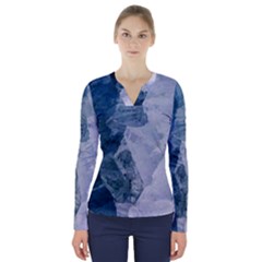 Storm Blue Ocean V-neck Long Sleeve Top by goljakoff