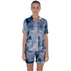 Storm Blue Ocean Satin Short Sleeve Pajamas Set by goljakoff