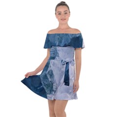 Storm Blue Ocean Off Shoulder Velour Dress by goljakoff