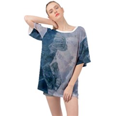 Storm Blue Ocean Oversized Chiffon Top by goljakoff