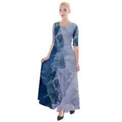 Storm Blue Ocean Half Sleeves Maxi Dress by goljakoff