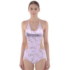 Little Men On Pink Cut-out One Piece Swimsuit