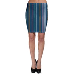 Multicolored Stripes On Blue Bodycon Skirt by SychEva