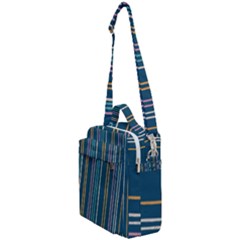 Multicolored Stripes On Blue Crossbody Day Bag by SychEva