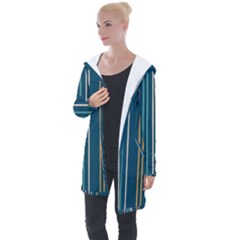 Multicolored Stripes On Blue Longline Hooded Cardigan by SychEva