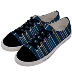 Multicolored Stripes On Blue Men s Low Top Canvas Sneakers by SychEva