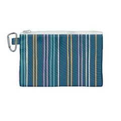 Multicolored Stripes On Blue Canvas Cosmetic Bag (medium)
