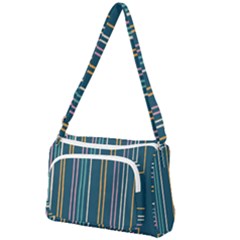 Multicolored Stripes On Blue Front Pocket Crossbody Bag by SychEva