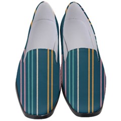 Multicolored Stripes On Blue Women s Classic Loafer Heels by SychEva