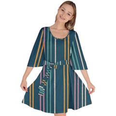 Multicolored Stripes On Blue Velour Kimono Dress by SychEva