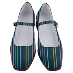 Multicolored Stripes On Blue Women s Mary Jane Shoes by SychEva